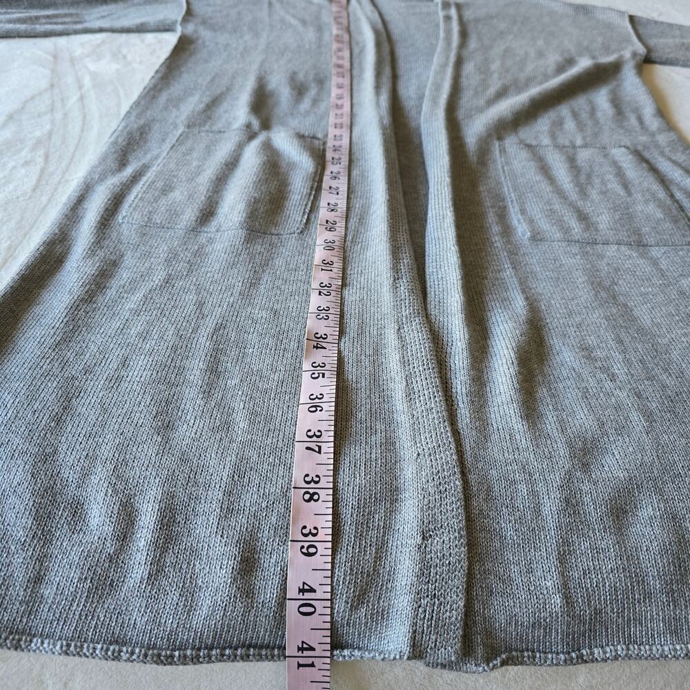 Eileen fisher Peruvian Organic Cotton Gray Long Cardigan L Layering Minimalist - Picture 9 of 11